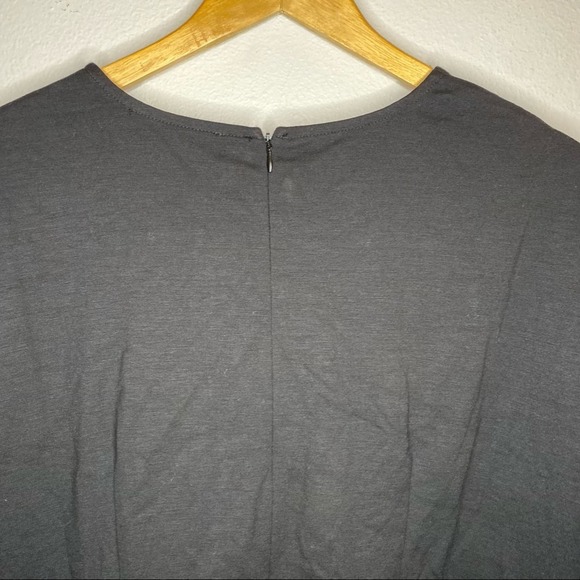 Eloquii Black Cross Cinch Front Black Short Sleeve Blouse Top - Picture 5 of 8